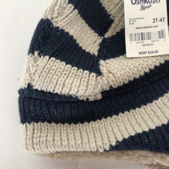 OSH KOSH BGOSH STRIPED FUZZY TRAPPER HAT NWT - Picture 9 of 16